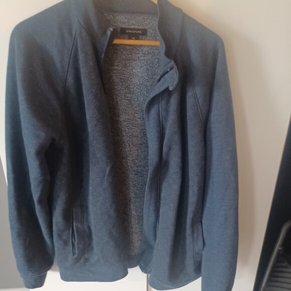 Structure Blue Zip Up Mock Long Sleeve Cardigan w/Pockets Large - Picture 1 of 4